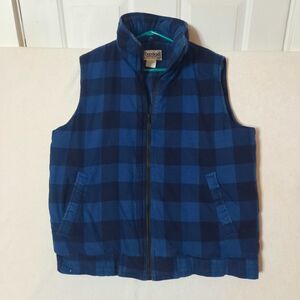 VTG Gorpcore Repage BLUE Buffalo Plaid Flannel Vest Quilted Outdoor Gilet L/XL